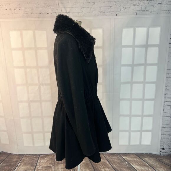 Laundry By Shelli Segal Fur Wide Collared Full Zip Fit & Flare Dress Coat Sz 14 - Picture 5 of 11